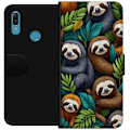 Miniatyrbillede 1 af 3: Huawei Y6 (2019) Tegnebogsetui Sengångarstil - afslappet motiv med sød dovendyr