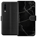 Miniatyrbillede 1 af 3: Huawei P30 Tegnebogsetui Sort marmor