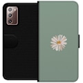 Pikkukuva 1 / 3: Samsung Galaxy Note20 Lompakkokotelo Vihreä Minimalikukka - tyylikäs kukka vihreällä taustalla