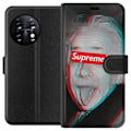 Miniatyrbillede 1 af 3: OnePlus 11R Tegnebogsetui Supreme Albert Einstein 3D Motiv Streetwear Design Populær Videnskab Ikonisk Grafisk Urban Kunst