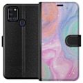 Miniatyrbillede 1 af 3: Samsung Galaxy A21s Tegnebogsetui Pastelmarmor