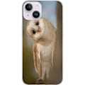 Miniatyrbillede 1 af 3: Apple iPhone 15 Plus Gennemsigtig cover Ugle Nysgerrig Blik Fuglemotiv Skov Natur Grafisk Design Populært Motiv Dyr Tema Dekoration