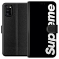 Miniatyrbillede 1 af 3: Samsung Galaxy A41 Tegnebogsetui Supreme Sort Hvid Streetwear Design Klassisk Modeikon Trend Urban Stil Grafiskt Motiv Populær