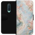 Kompatibelt Lommeboketui til OnePlus 8 Blomstermarmor blå