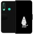 Kompatibel Tegnebogsetui til Huawei P40 lite E Mumitrolden i hvid illustration med tekst på sort baggrund sort