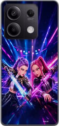 Kompatibelt Mobildeksel til Xiaomi Redmi Note 13 To animejenter med blått og rosa lysende sverd
