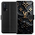 Miniatyrbillede 1 af 3: OnePlus Nord CE 5G Tegnebogsetui Louis Vuitton Mørk Tilstand Design Sort Luksus Stil Mode Populær Grafisk Mønster Modeikon Luksusmærke