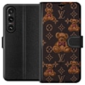 Miniatyrbillede 1 af 3: Sony Xperia 1 V Tegnebogsetui Louis Vuitton Teddybjørn Mønster Luksus Mode Design Populært Motiv Mode Trend Luksuriøse Accessories