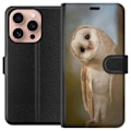 Pikkukuva 1 / 3: Apple iPhone 16 Pro Lompakkokotelo Uggla Utelias Katse Lintumotiivi Metsä Luonto Grafinen Suunnittelu Suosittu Motiivi Eläin Teema Koriste