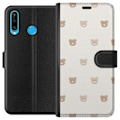 Miniatyrbillede 1 af 3: Huawei P30 lite Tegnebogsetui Teddybaggrund - søde teddybjørne mod en blød baggrund