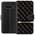 Kompatibel Tegnebogsetui til Samsung Galaxy S10+ Luksus Sort