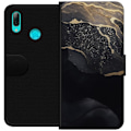 Miniatyrbillede 1 af 3: Huawei P smart 2019 Tegnebogsetui Sort guld abstrakt