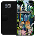 Pikkukuva 1 / 3: Samsung Galaxy Alpha Lompakkokotelo Minecraft-matkapuhelinkotelo metsällä ja pikselityylisillä hahmoilla