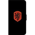 Miniatyrbillede 3 af 3: Kompatibel Tegnebogsetui til Xiaomi Redmi Note 9 Pro Orange skjold med sort heraldisk løve mod sort baggrund sort