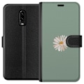 Pikkukuva 1 / 3: OnePlus 6T Lompakkokotelo Vihreä Minimalikukka - tyylikäs kukka vihreällä taustalla