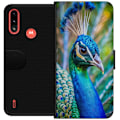 Pikkukuva 1 / 3: Motorola Moto E7 Power Lompakkokotelo Pavun Sulat Värikäs Design Lintuaihe Eksoottinen Graafinen Suunnittelu Luonto Ylellinen Koristelu