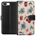 Miniatyrbilde 1 av 3: Apple iPhone 7 Plus Lommeboketui Bær & Blomster - mønster med blå blomster og skogsbær