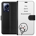 Miniatyrbild 1 av 3: Xiaomi 13 Lite Plånboksfodral You Don’t Know My Password – edgy textmotiv med attityd
