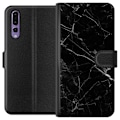 Miniatyrbillede 1 af 3: Huawei P20 Pro Tegnebogsetui Sort Marmor