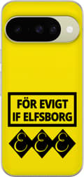 Kompatibel Mobilcover til Google Pixel 11 Gul evighedstekst - Sort supportertekst i rektangulær ramme over tre sorte symboler på gul baggrund gul