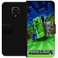 Pikkukuva 1 / 3: Xiaomi Redmi Note 9 Pro Lompakkokotelo Minecraft Creeper mobilskal i klassisk grön pixelstil