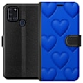 Miniatyrbillede 1 af 3: Samsung Galaxy A21s Tegnebogsetui Blå Hjerter