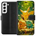 Miniatyrbillede 1 af 3: Samsung Galaxy S22+ 5G Tegnebogsetui Pixelmonster spillestil - farverig design til retro-elskende gamere