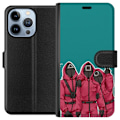 Miniatyrbillede 1 af 4: Apple iPhone 13 Pro Tegnebogsetui Squid Game Karakterer Grafisk Design Seriefigurer Populær TV Motiv Asiatisk Stil Spændende Trend
