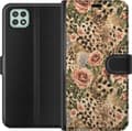 Kompatibelt Plånboksfodral till Samsung Galaxy A22 5G Bruna leopardrosor brun