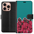 Pikkukuva 1 / 3: Apple iPhone 16 Pro Lompakkokotelo Squid Game Hahmot Graafinen Suunnittelu Sarjakuvasarjan Hahmot Suosittu TV-Teema Aasialainen Tyyli Jännittävä Tr