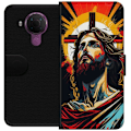 Pikkukuva 1 / 3: Nokia 5.4 Lompakkokotelo Jeesus ja Kortti - uskonnollinen motiivi syvällä symboliikalla