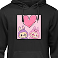 Miniatyrbillede 1 af 3: Hoodie til Voksen | Behagelig Hættetrøje Labubu Pink Monster sort M