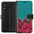 Miniatyrbillede 1 af 3: Samsung Galaxy A40 Tegnebogsetui Squid Game Karakterer Grafisk Design Seriefigurer Populær TV Motiv Asiatisk Stil Spændende Trend
