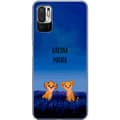 Kompatibelt Mobildeksel til Xiaomi Redmi Note 10 5G Tegnede løveunger under en blå stjernehimmel med Hakuna Matata-tekst blå