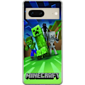 Pikkukuva 1 / 3: Google Pixel 7 Läpinäkyvä kuori Minecraft Creeper mobilskal i klassisk grön pixelstil