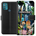 Pikkukuva 1 / 3: Motorola Moto G50 Lompakkokotelo Minecraft-matkapuhelinkotelo metsällä ja pikselityylisillä hahmoilla