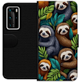 Miniatyrbillede 1 af 3: Huawei P40 Pro Tegnebogsetui Sengångarstil - afslappet motiv med sød dovendyr