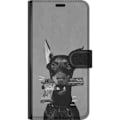 Miniatyrbillede 1 af 2: Google Pixel 9a Tegnebogsetui Grå Hund Grafisk Design Sejt Dyremotiv Gadekunst Urban Trend Hundeejer Stil Populært Motiv