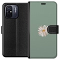 Pikkukuva 1 / 3: Xiaomi Redmi 12C Lompakkokotelo Vihreä Minimalikukka - tyylikäs kukka vihreällä taustalla