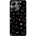 Kompatibel Mobilcover til Xiaomi Redmi Note 13 4G Sort blomstergrafik sort
