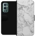 Kompatibel Tegnebogsetui til OnePlus 9 Pro Marmor Hvid