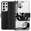 Pikkukuva 1 / 3: Samsung Galaxy S21 Ultra 5G Lompakkokotelo Leopard Faces