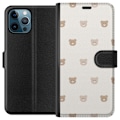 Miniatyrbillede 1 af 3: Apple iPhone 12 Pro Max Tegnebogsetui Teddybaggrund - søde teddybjørne mod en blød baggrund