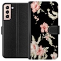 Miniatyrbild 1 av 3: Samsung Galaxy S21 Plånboksfodral Floral Pattern Black