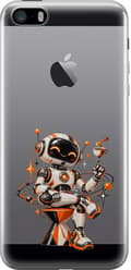 Kompatibelt Mobilskal till Apple iPhone SE (2016) Robotbarista silver