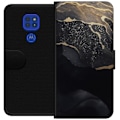 Miniatyrbillede 1 af 3: Motorola Moto G9 Play Tegnebogsetui Sort guld abstrakt