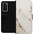 Miniatyrbillede 1 af 3: Huawei P40 Tegnebogsetui Hvid marmor