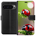 Miniatyrbillede 1 af 3: Google Pixel 9 Pro XL Tegnebogsetui Ladybug Insekt Held Symbol Naturlig Motiv Populær Grafisk Motiv Dekoration Sommer Tur