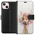 Miniatyrbillede 1 af 3: Apple iPhone 13 Tegnebogsetui Mobilcover med farverig blomsterbuket i romantisk stil