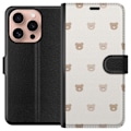 Miniatyrbillede 1 af 3: Apple iPhone 16 Pro Tegnebogsetui Teddybaggrund - søde teddybjørne mod en blød baggrund